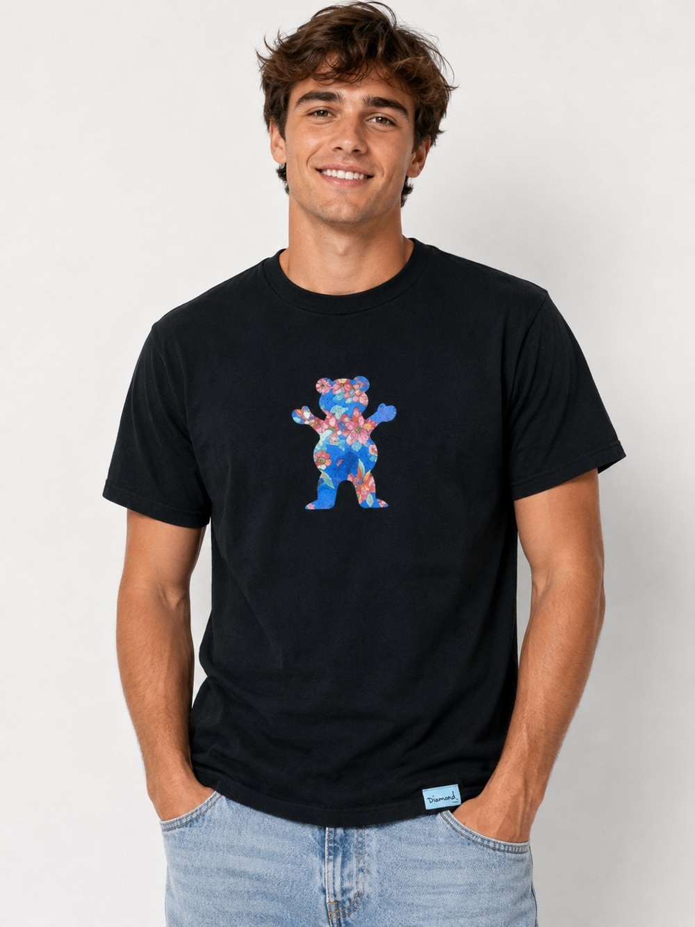 Diamond Supply x Grizzly Black Teddy Bear Skateboard Shirt